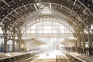 Vintage train station with metal roof