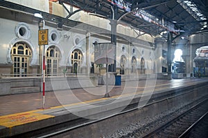 Vintage Train Station Platform View