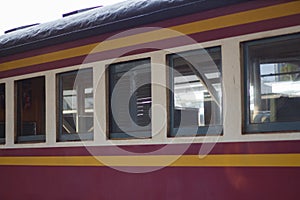 Vintage train to depart from station. photo