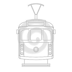 Vintage tram ,vector illustration , lining draw photo
