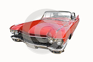 Vintage transport. retro red car isolated on white background