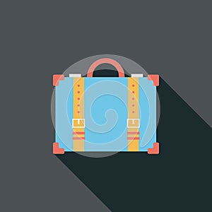 Vintage travel suitcases, flat icon with long shadow
