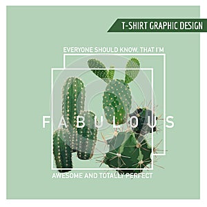 Vintage Tropical Summer Cactus Graphic Design for T shirt, Fashion, Prints