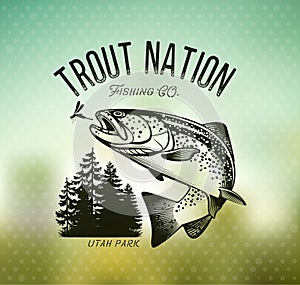 Vintage trout fishing emblems