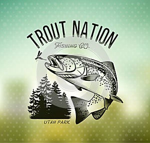 Vintage trout fishing emblems photo
