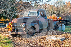 Vintage truck with holiday display