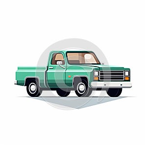 Green Classic Pickup Truck Vector Illustration - Cody Ellingham Style