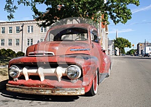 Vintage Truck in Small Town