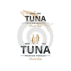 Vintage tuna fish logo template