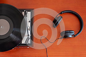 Vintage turntable and headphones