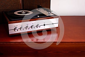 Vintage turntable with speakers