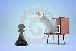 Vintage TV and Chess Pawn Piece Concept