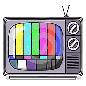 Vintage TV set with test pattern illustration