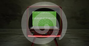 Vintage TV Television Green Screen. old television vintage style