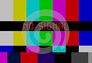 Vintage TV test pattern or test transmission with caption no signal, offline, disturbance,error sign,vector, website down error