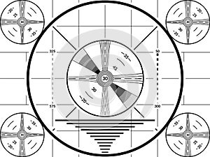 Vintage tv test screen. Black ans white television calibration pattern