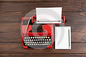 Vintage typewriter and a blank sheet of paper,Writer or journalist workplace