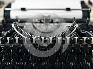 Vintage Typewriter Close-up. Journalism Blogger News Concept