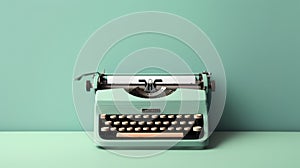 The Classic Green Vintage Typewriter. AI generated photo