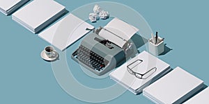 Vintage typewriter header and blank sheets