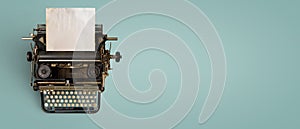 Vintage typewriter header with old paper