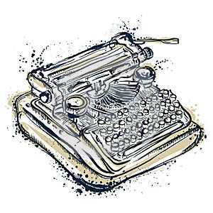 Vintage typewriter with ink splashes.