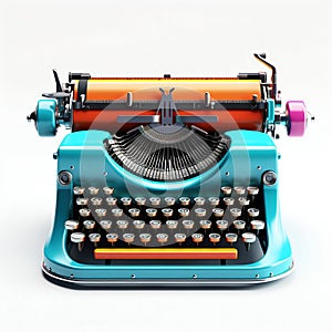 Vintage Typewriter Isolated on White Background. Generative ai