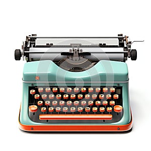 Vintage Typewriter Isolated on White Background. Generative ai