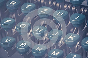 Vintage typewriter keyboard closeup