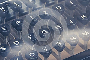 Vintage typewriter keyboard closeup