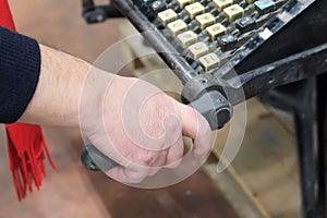 Vintage typewriter keys full of dust