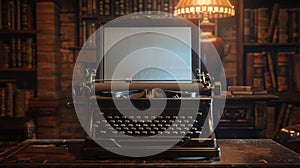 Vintage Typewriter with Modern Screen Mockup, Old Meets New, AI Created