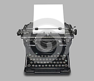 Vintage typewriter and paper, isolated