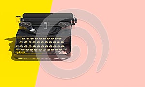 Vintage typewriter on two-tone background