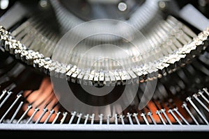 vintage typewriter with typing buttom inside the machine