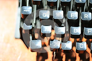 vintage typewriter with typing buttom inside the machine