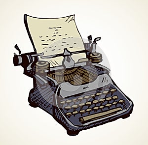 Vintage typewriter. Vector drawing icon