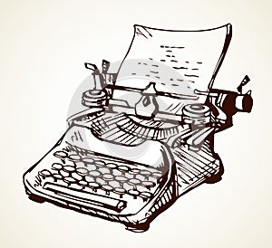 Vintage typewriter. Vector drawing icon