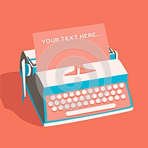 Vintage typewriter. Vector illustration. background