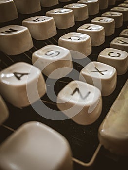 Vintage typewriter white keys
