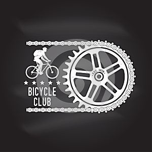 Vintage typography design with cycling Gear and chain silhouette. Extreme sport