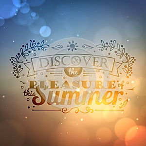 Vintage typography lettering summer design and blurred background