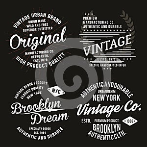 Vintage typography for t-shirt print. Premium vintage t-shirt graphics set.