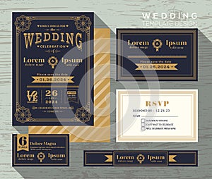 Vintage typography wedding invitation frame set Template