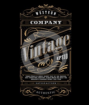 Vintage typography western frame label border vector