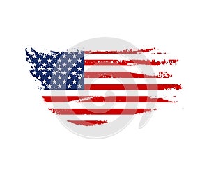 Vintage USA flag illustration. Vector American flag on grunge texture.