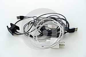 Vintage USB cables on the table.