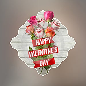 Vintage valentiine card with roses. EPS 10