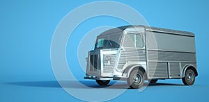 Vintage van blue background