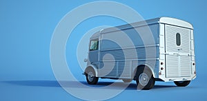 Vintage van blue background